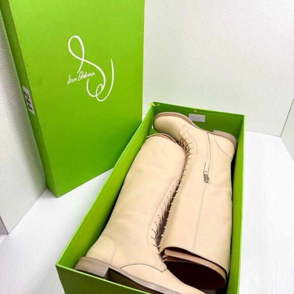 Sam Edelman Nance Boots 7M Women’s Lace Up Knee High Eggshell Leather Riding NIB - Picture 13 of 13